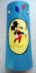 Teja decorada artesanal en relieve mickey con fondo azul